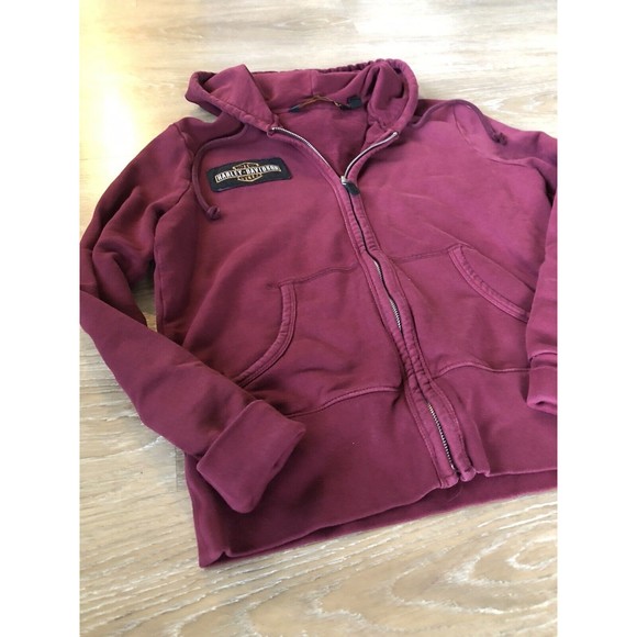 Harley Davidson Women's Zip Up Hoodie Burgandy Wine Size Medium - Picture 3 of 11